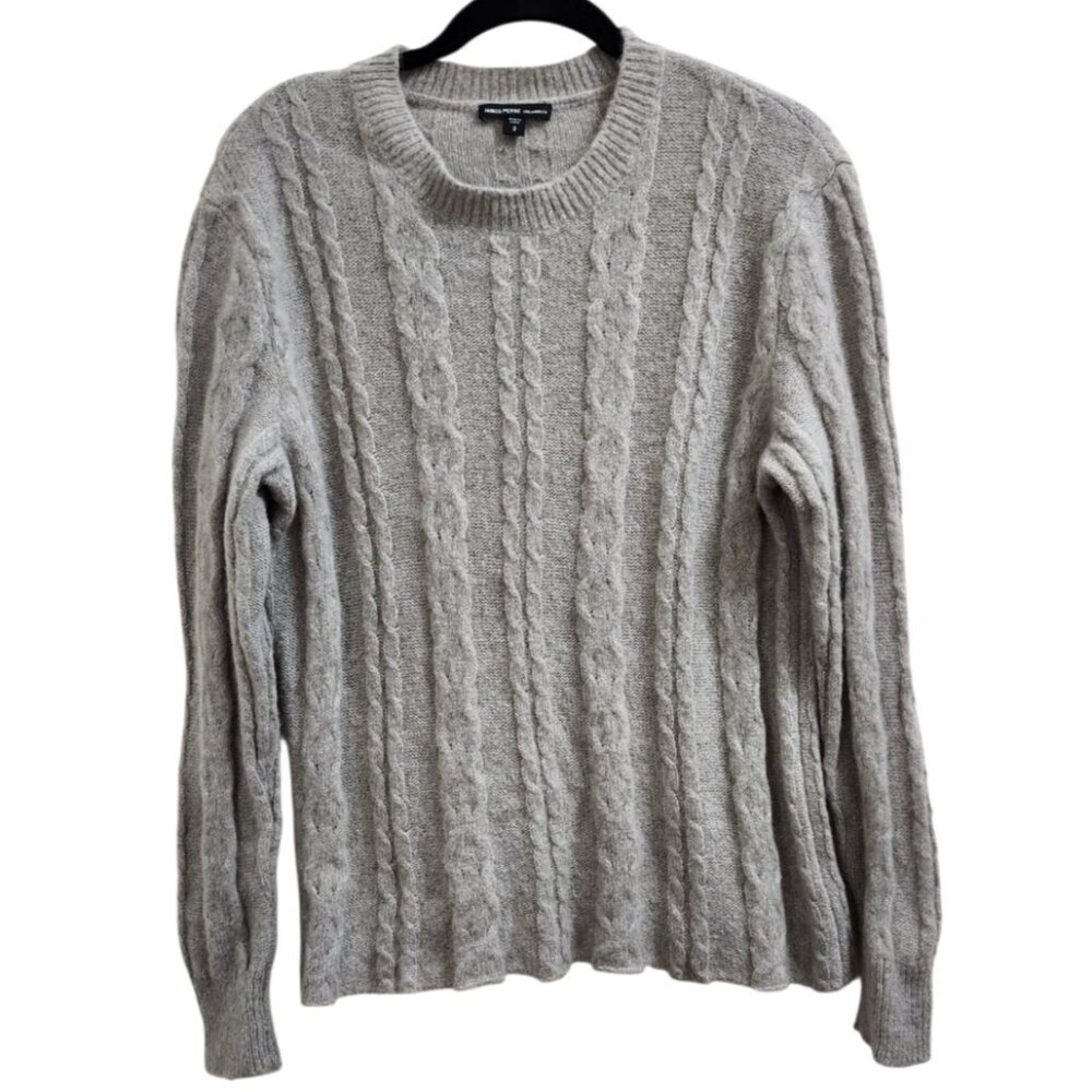 James Perse 100% Cashmere Cable Knit Sweater Women’s Size 3 Gray Luxury Pullover - Picture 2 of 12